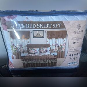 Liliana Brown and Pink Floral Bed Skirt Set